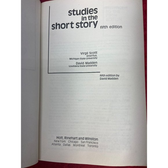 Studies in the SHORT STORY VIRGIL SCOTT DAVID MADDEN Fifth Edition by David Madd - Picture 4 of 5